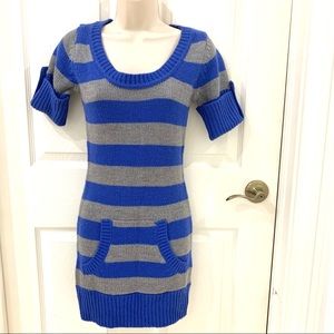 Wet seal blue and gray stripe sweater dress
